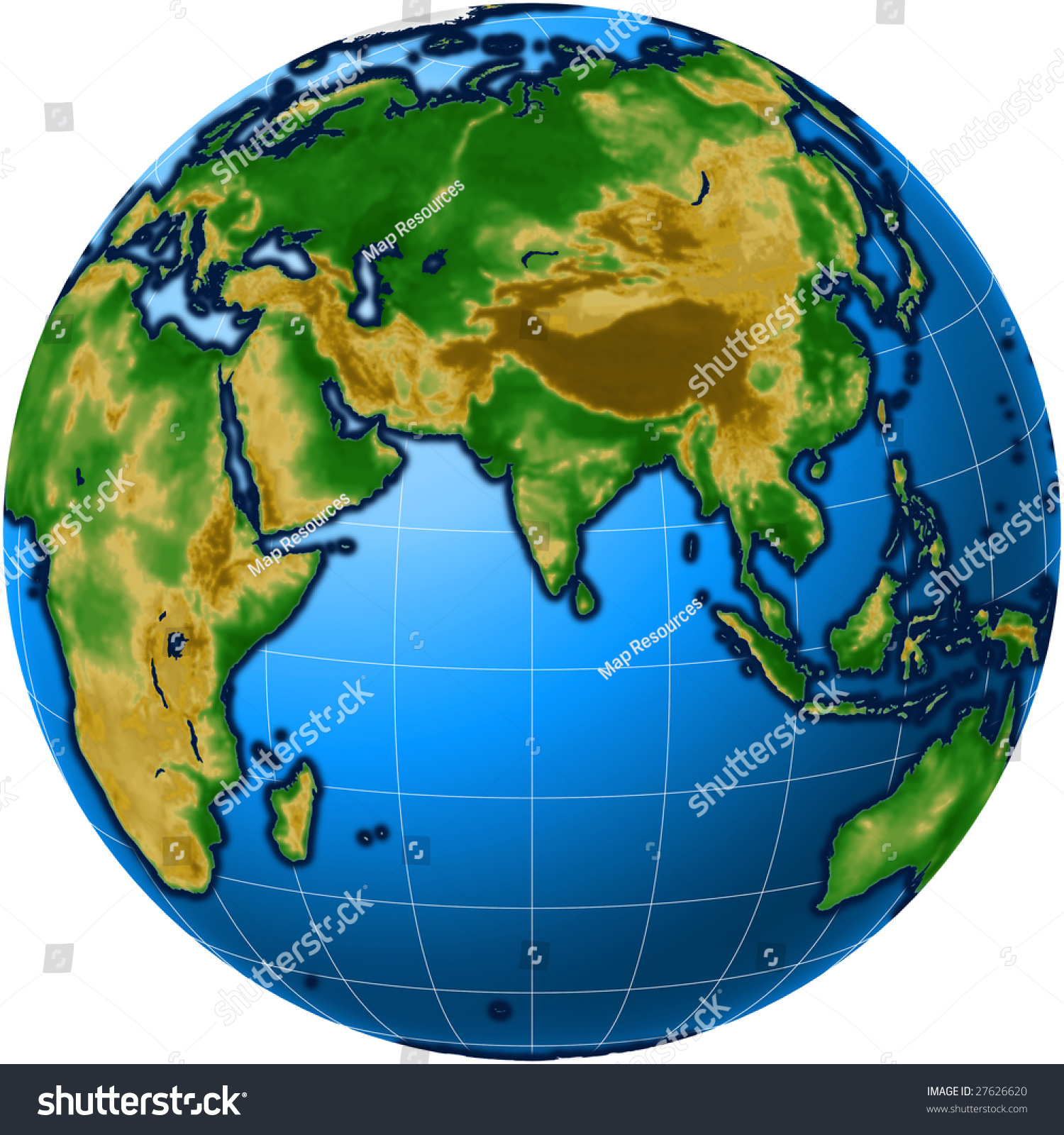 Globe India View - Topographic Style Stock Photo 27626620 : Shutterstock