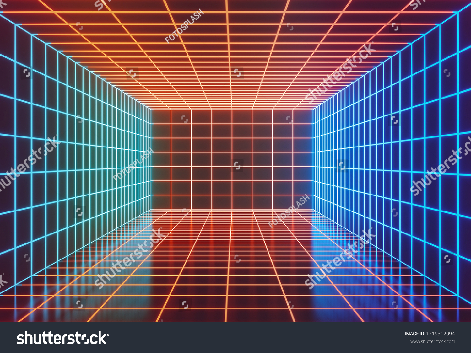 Glowing Neon Lights Futuristic Sci Fi Stock Illustration 1719312094