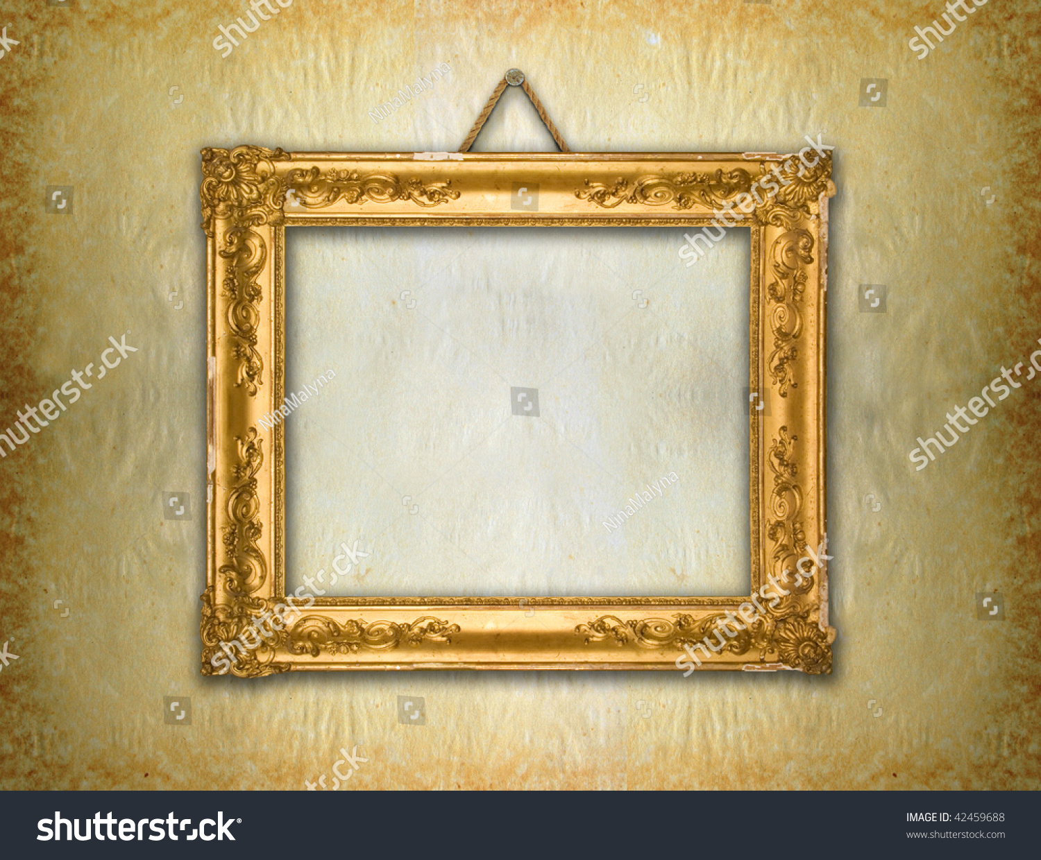 Gold Frame, Aged Wallpaper Stock Photo 42459688 : Shutterstock