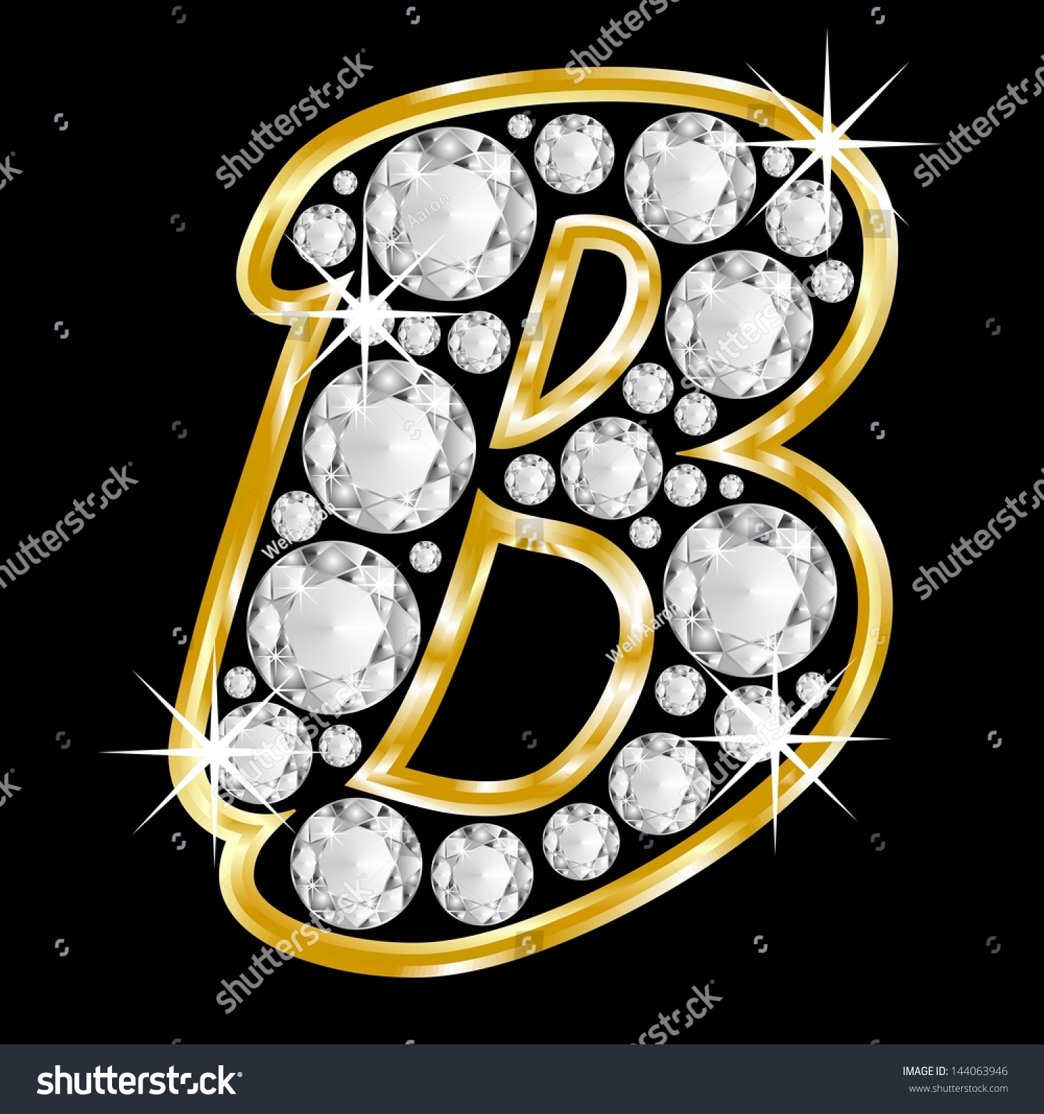 Gold Framed Alphabet Letter B Filled Stock Illustration 144063946 ...