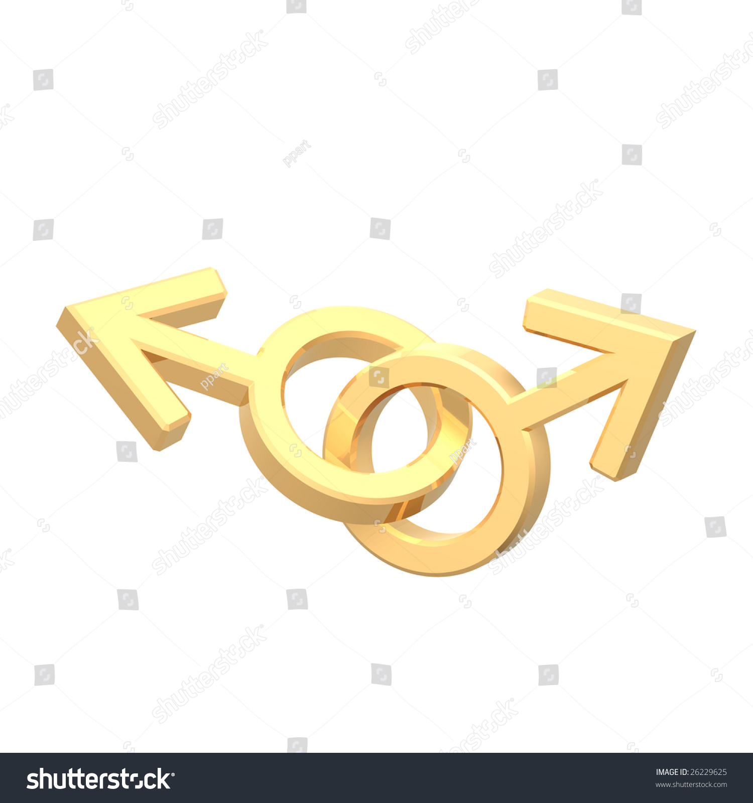 Gold Gay Sex Symbol Computer Generated Stock Illustration