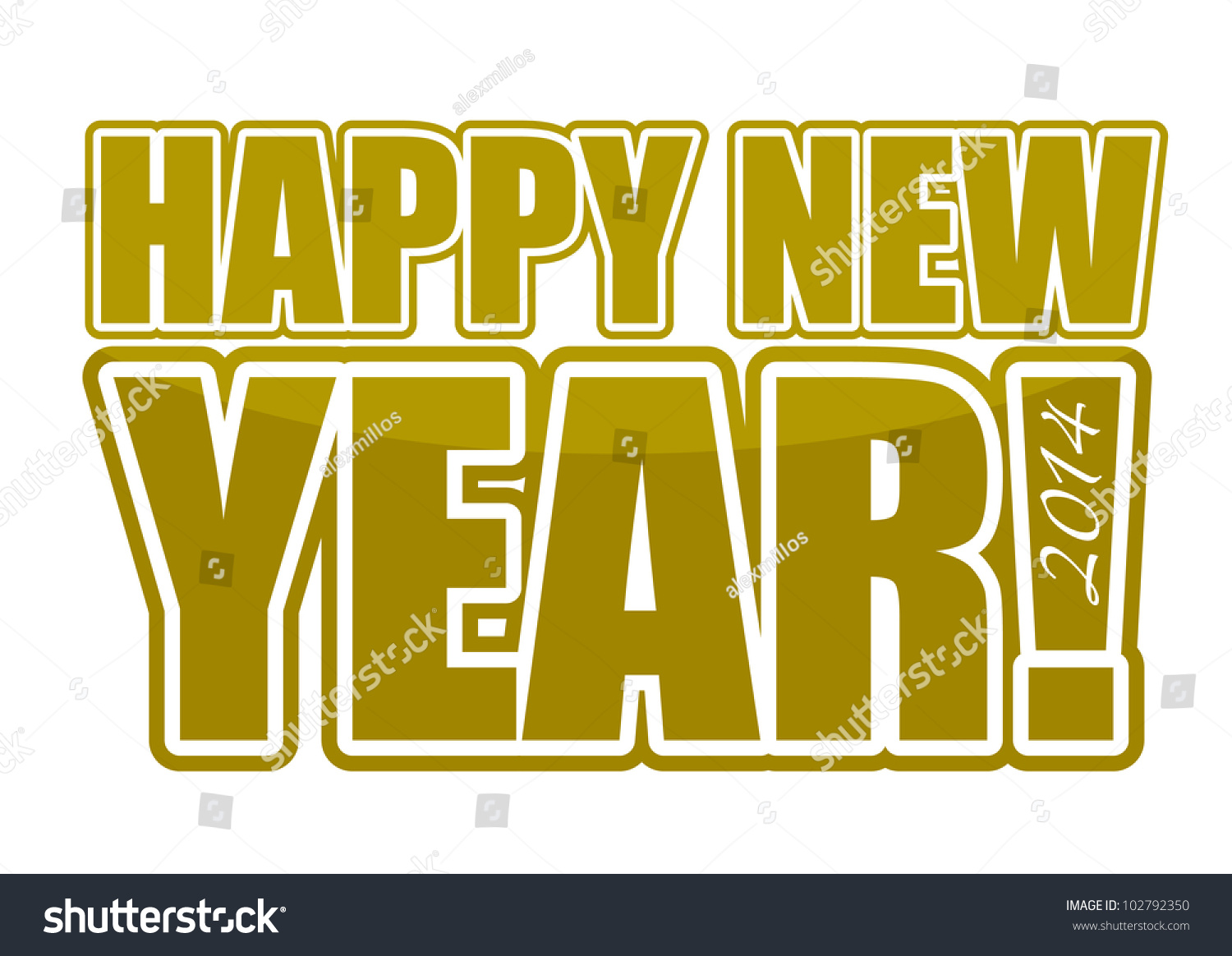 Gold Happy New Year 2014 Sign Illustration Design - 102792350 : Shutterstock