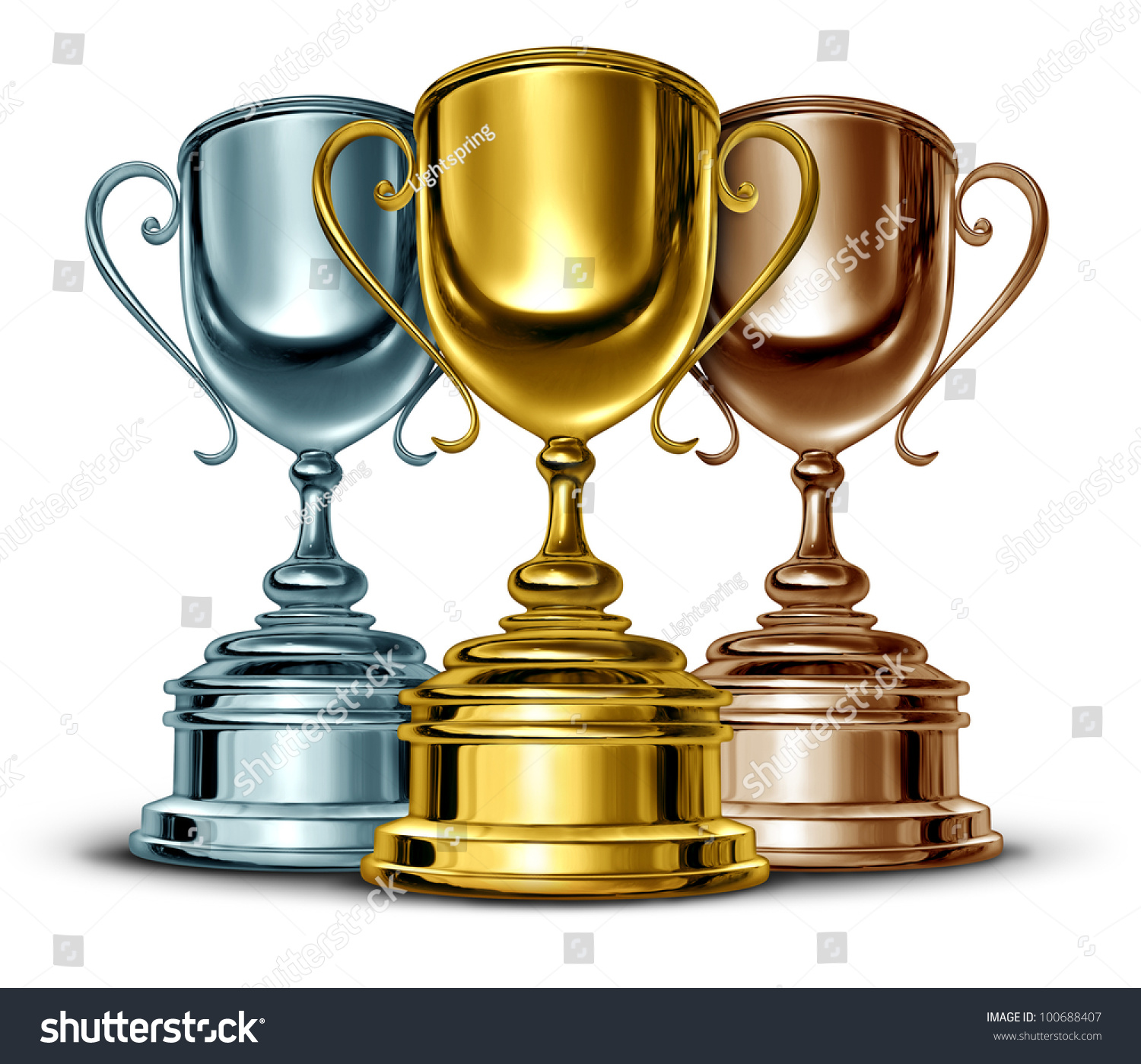 Gold Silver Bronze Trophies Trophy Award Stock Illustration 100688407