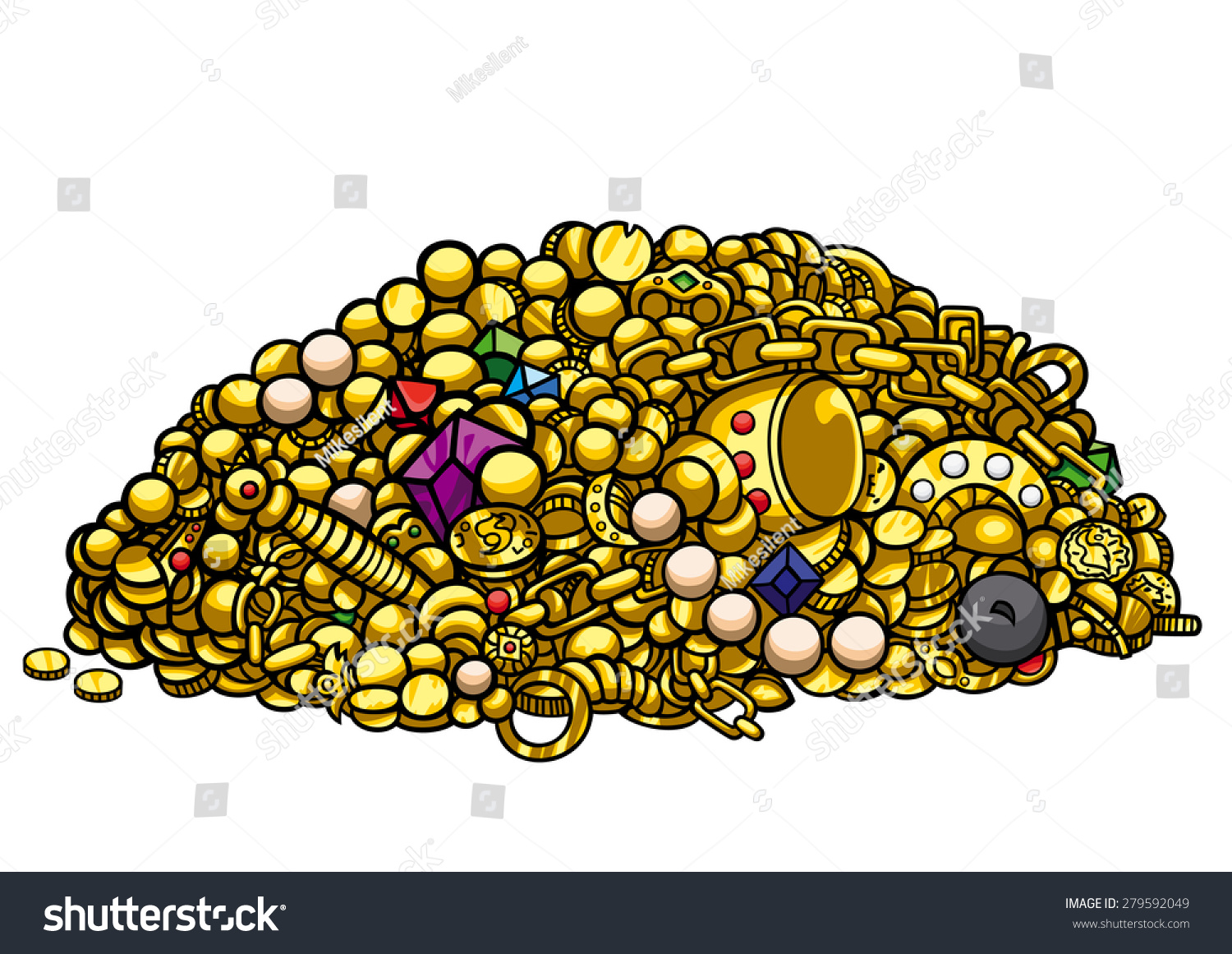 Gold Treasure Illustration Pile Gold Treasure Stock Illustration