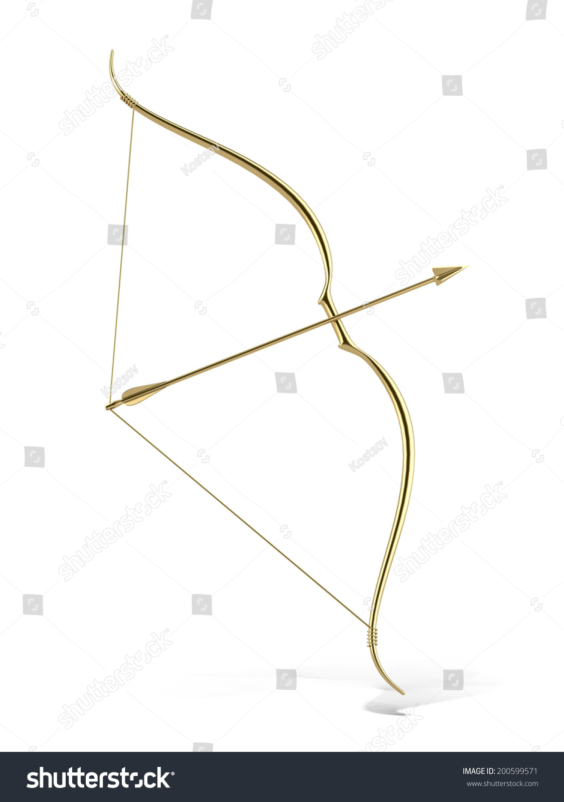 Golden Bow Arrow Isolated On White Stock Illustration 200599571 