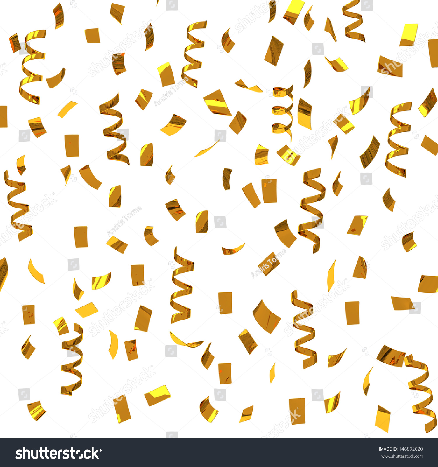 Golden Confetti Party Streamers 3d Stock Illustration 146892020 Shutterstock 4458