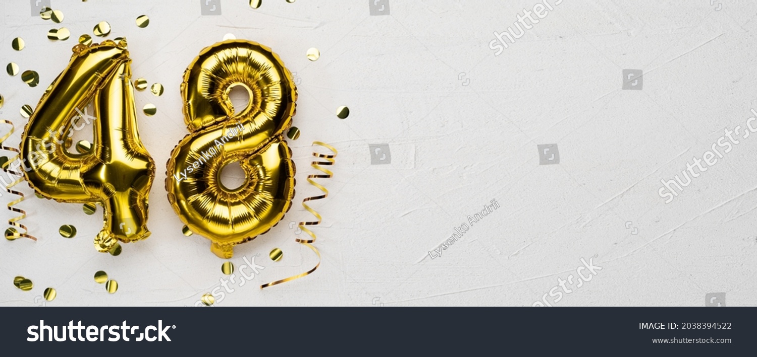 Golden Foil Balloon Number Forty Eight Stock Photo Edit Now