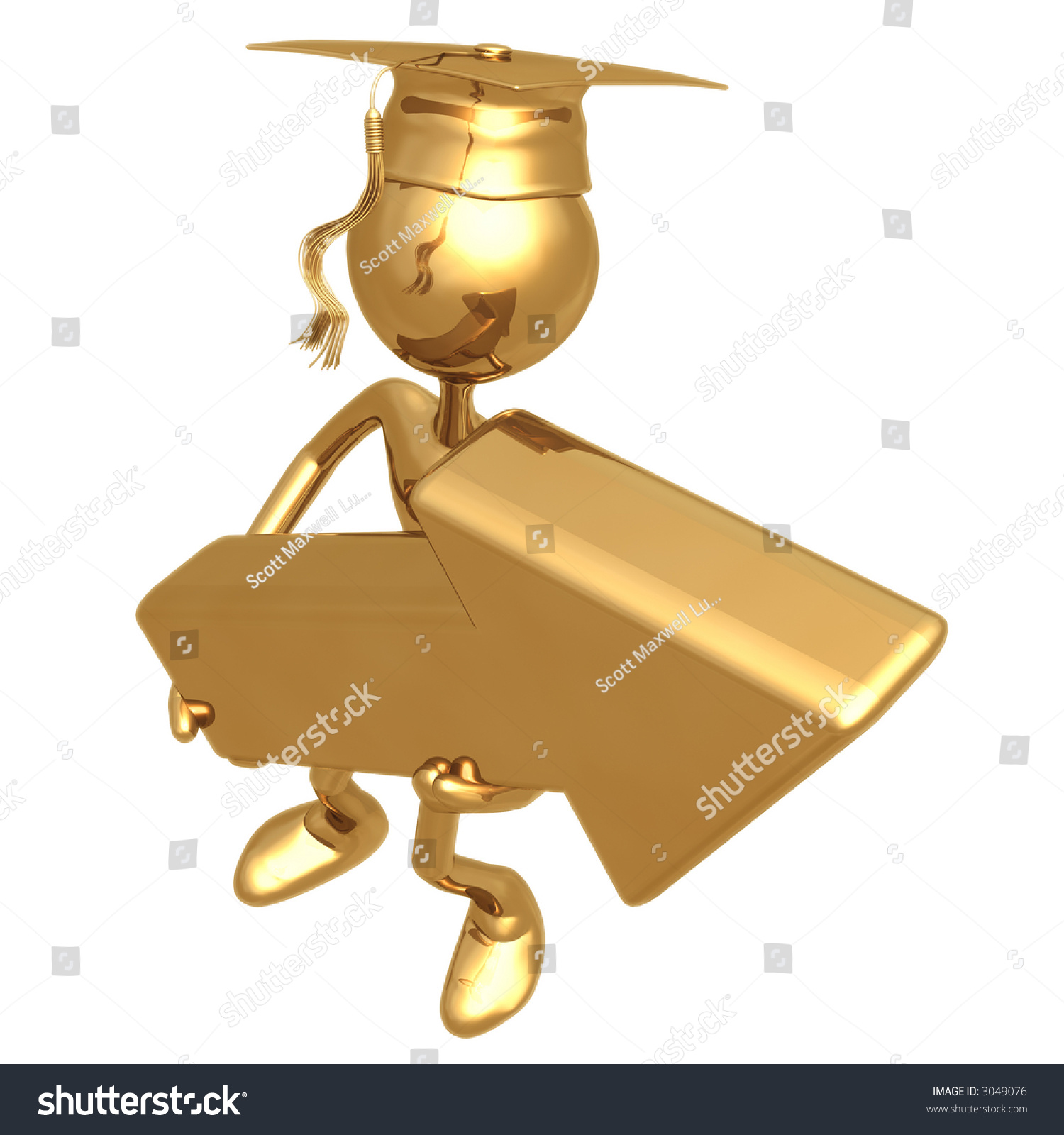 Golden Grad Holding Arrow Cursor Graduation Stock Illustration 3049076