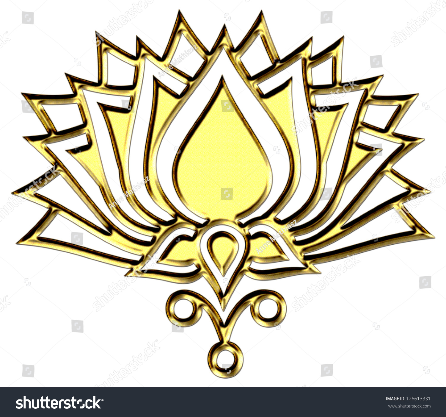 Golden Lotus Flower - Symbol Of The Enlightenment Stock Photo 126613331 ...