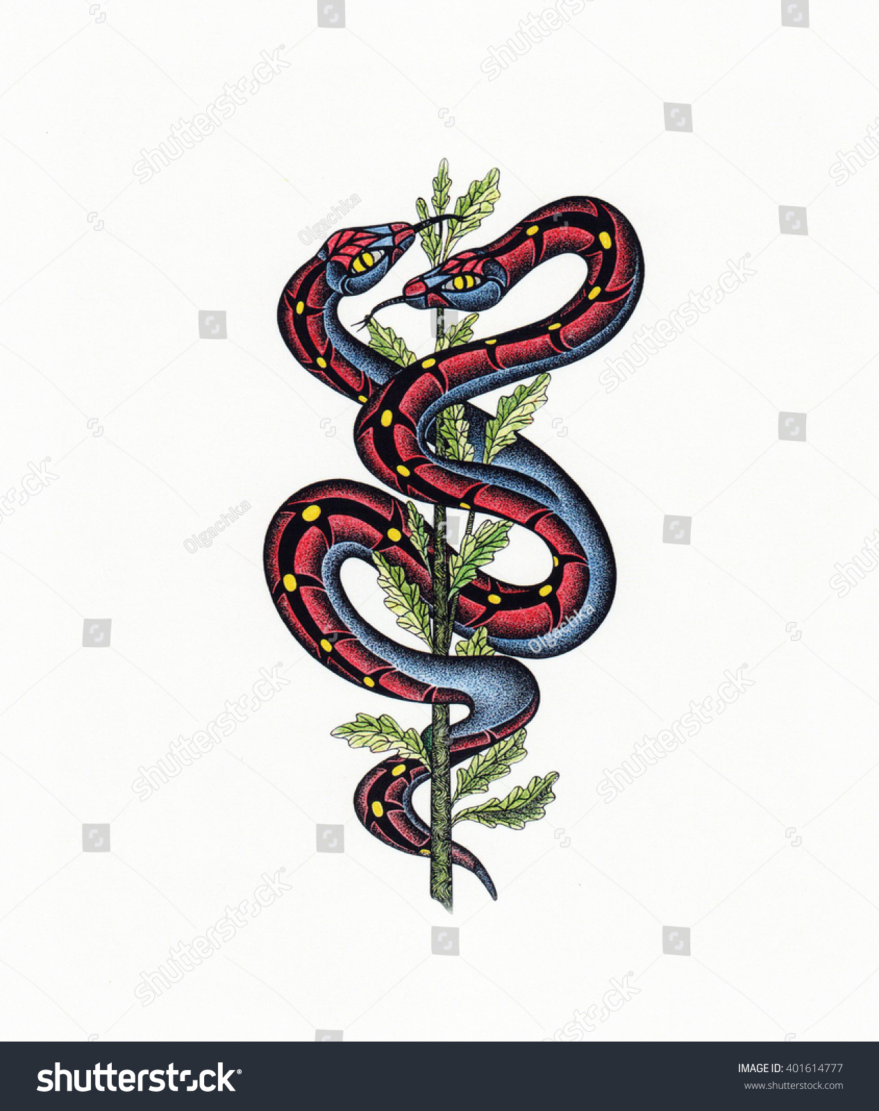 Graphic Illustration Depicting Twoheaded Snake Beautiful Stock