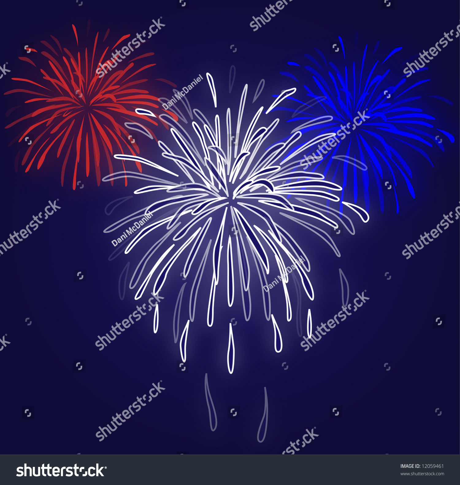 Graphic Illustration Red White Blue Fireworks Stock ...
