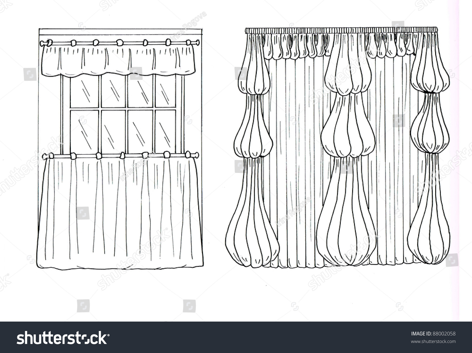 Graphic Sketch, Drapery, Curtain Stock Photo 88002058 : Shutterstock