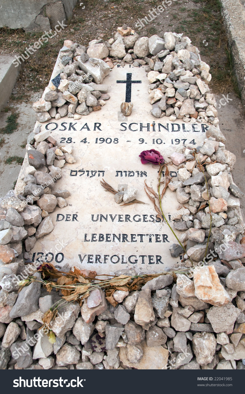 Grave Oskar Schindlerrighteous Among Nationsjerusalem Mount Stock Photo