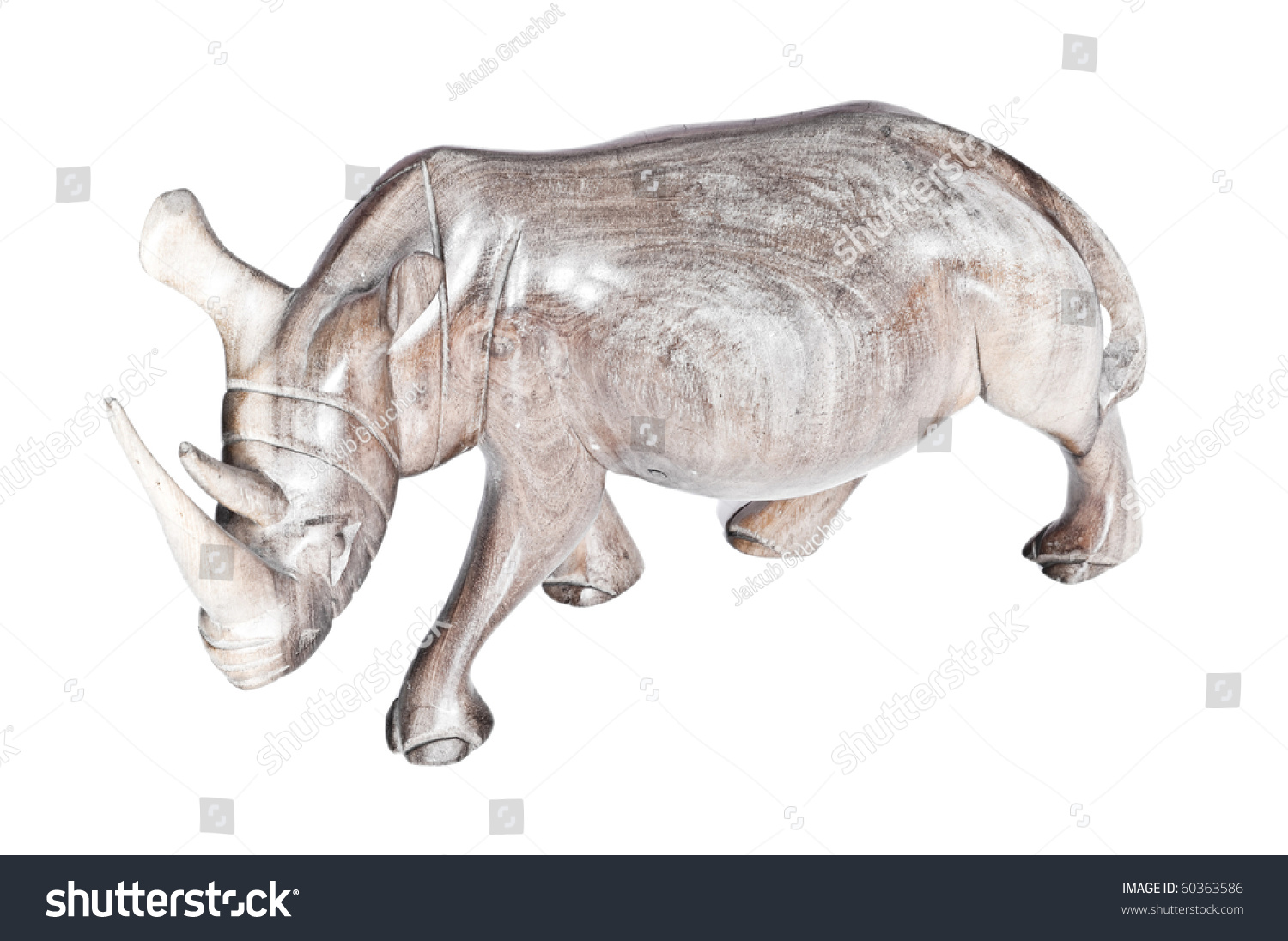 wooden rhino statue