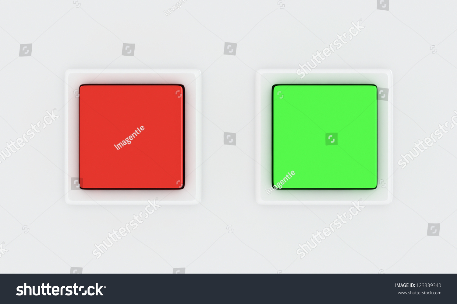 Green And Red Buttons Isolated On The White Background Stock Photo 