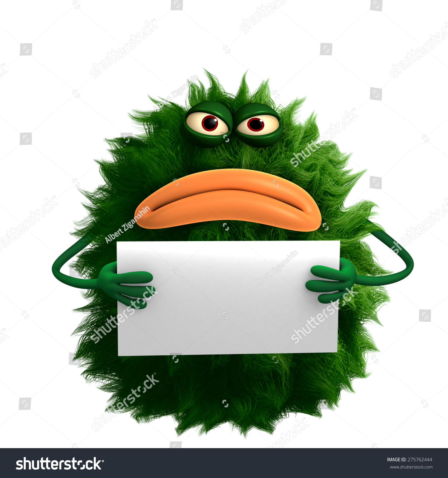 Green Cartoon Hairy Monster 3d Stock Illustration 275762444 Shutterstock