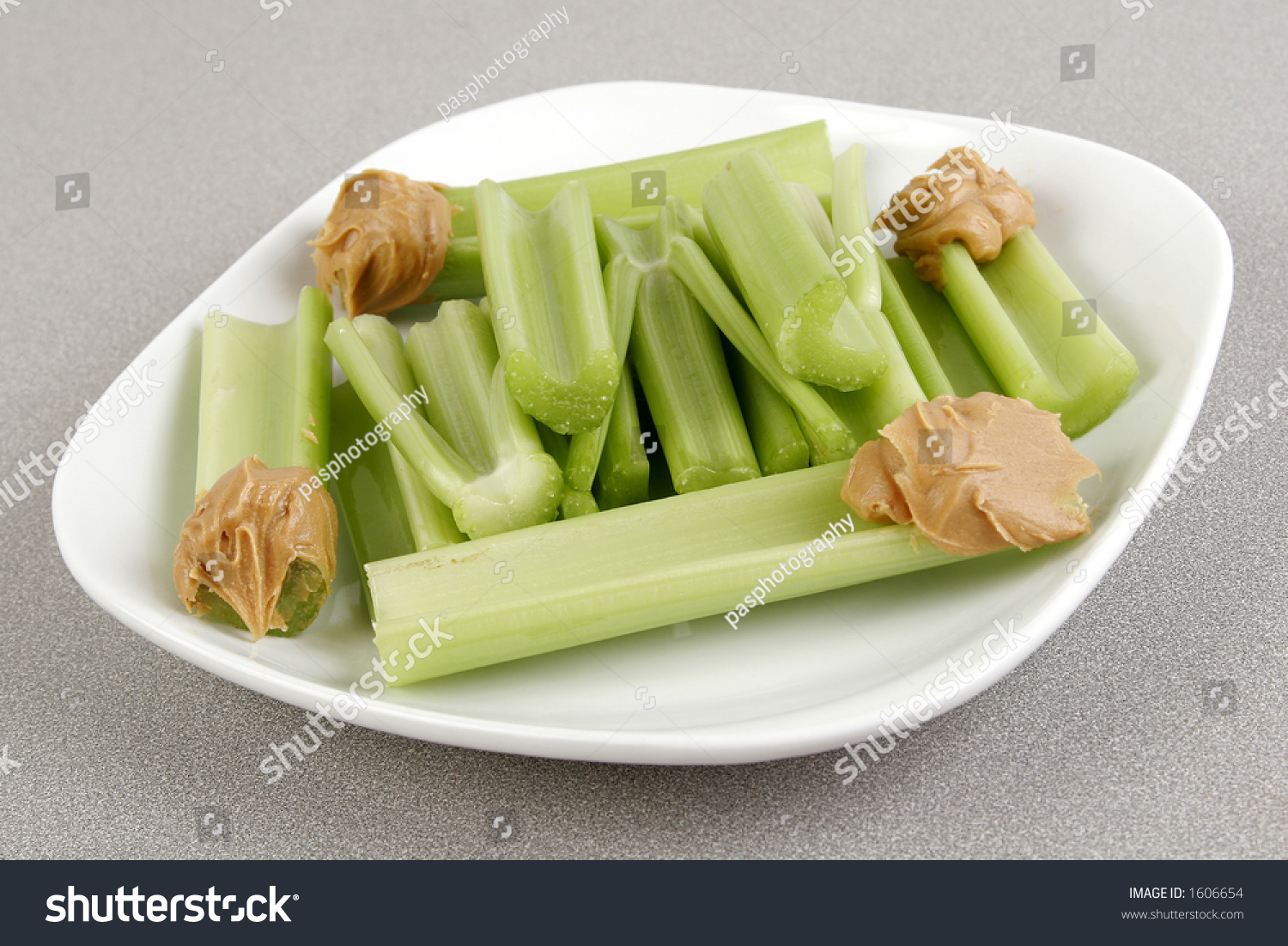 Green Celery Bunch Plate Served Green Celery Bunch Plate Served