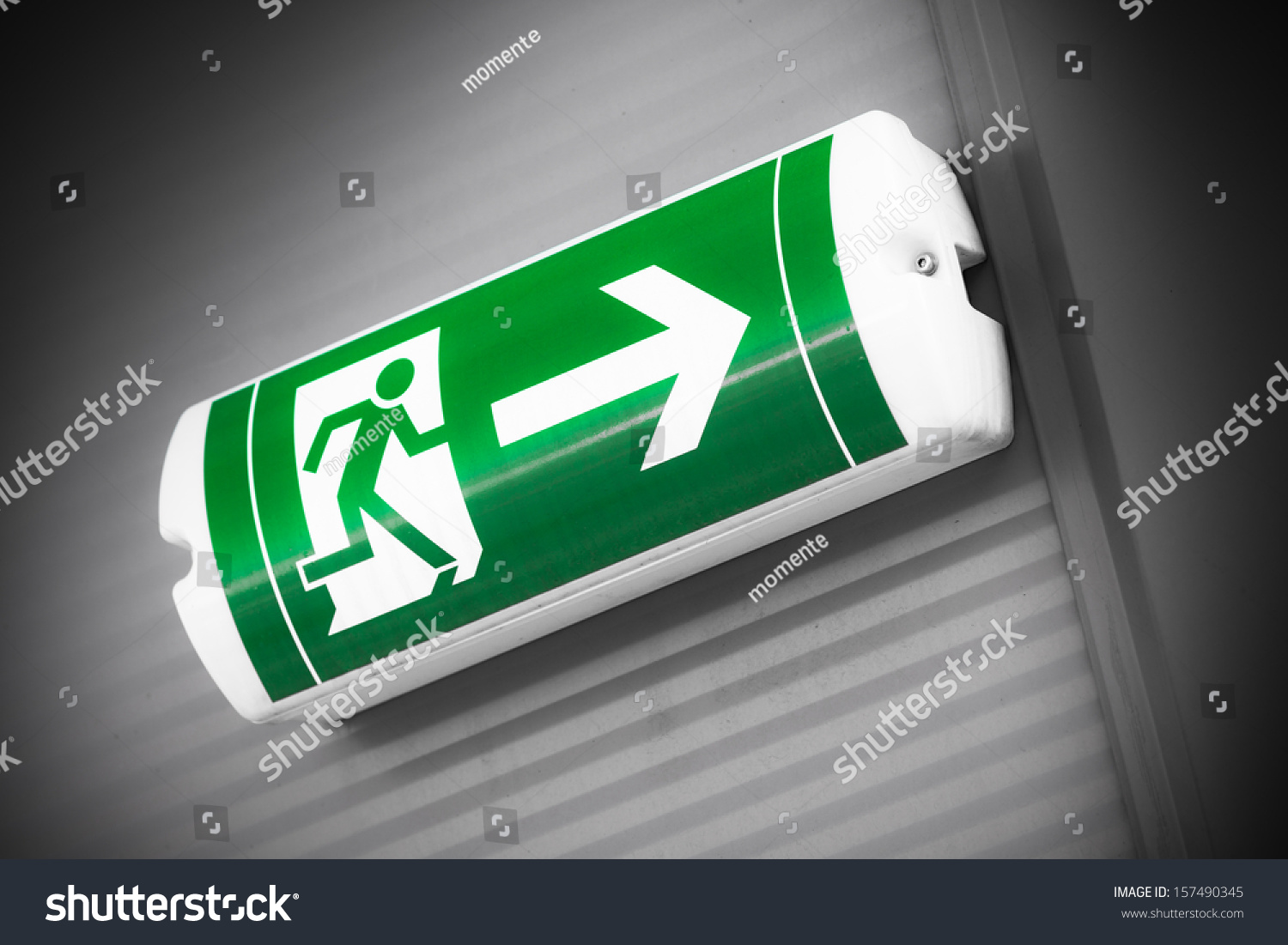 Green Emergency Exit Sign Stock Photo 157490345 Shutterstock