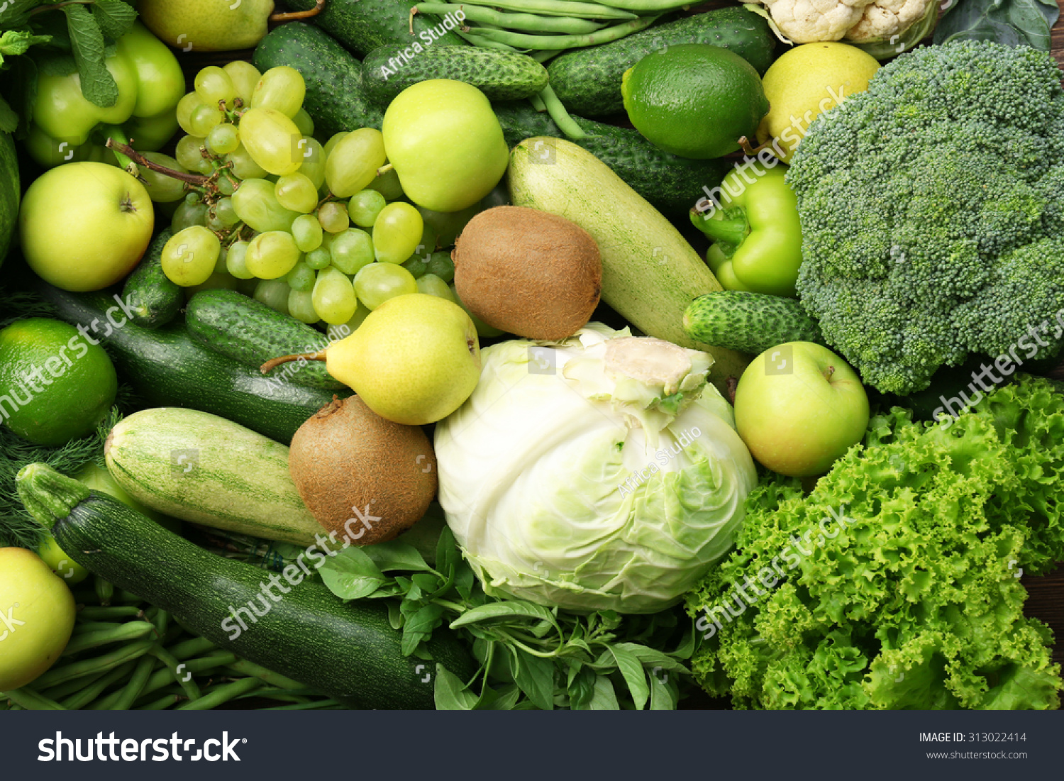 Green Fruits And Vegetables Background 库存照片 313022414 ...