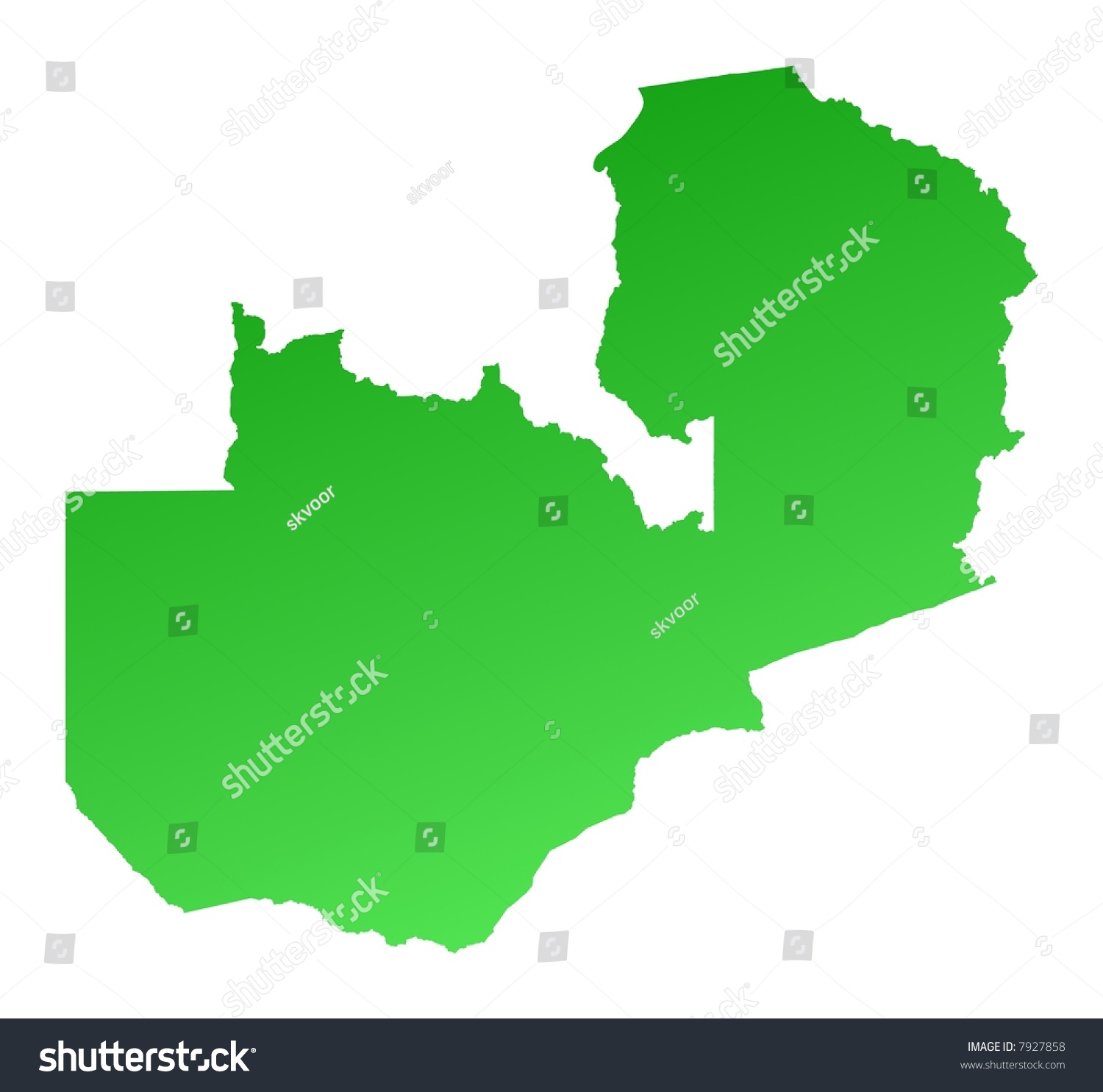 Green Gradient Zambia Map Green Gradient Zambia Map Detailed Mercator Stock