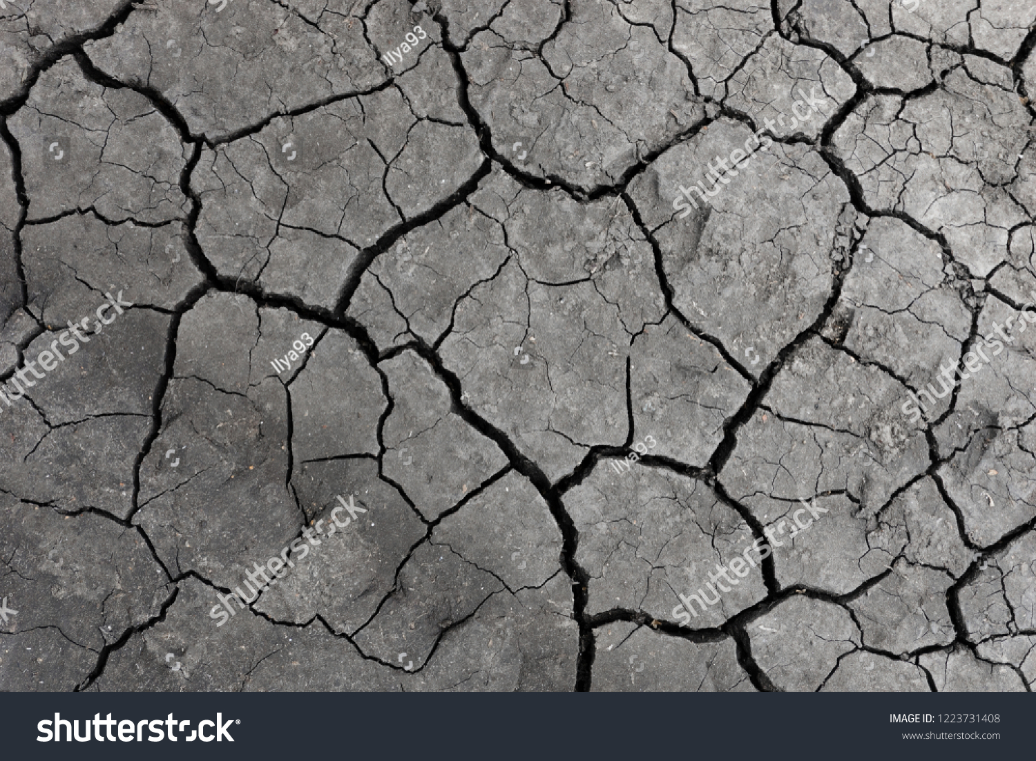 Grey Dried Cracked Ground Earth Background Stock Photo