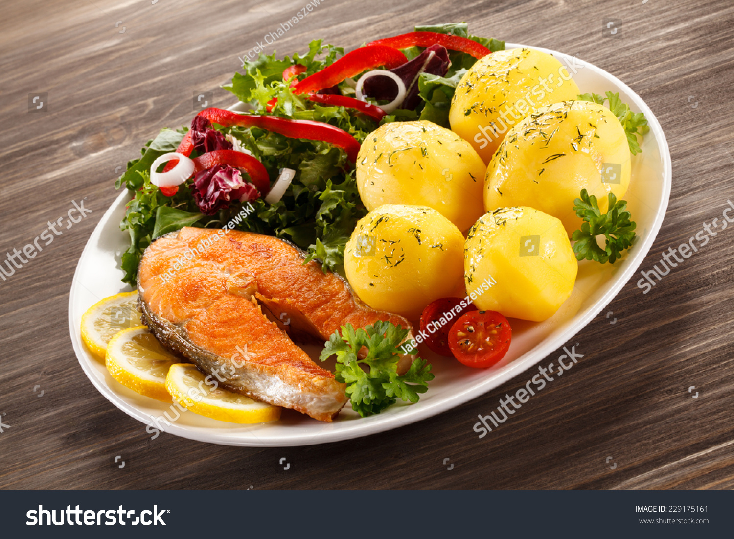 Grilled salmon and vegetables Grilled salmon and vegetables