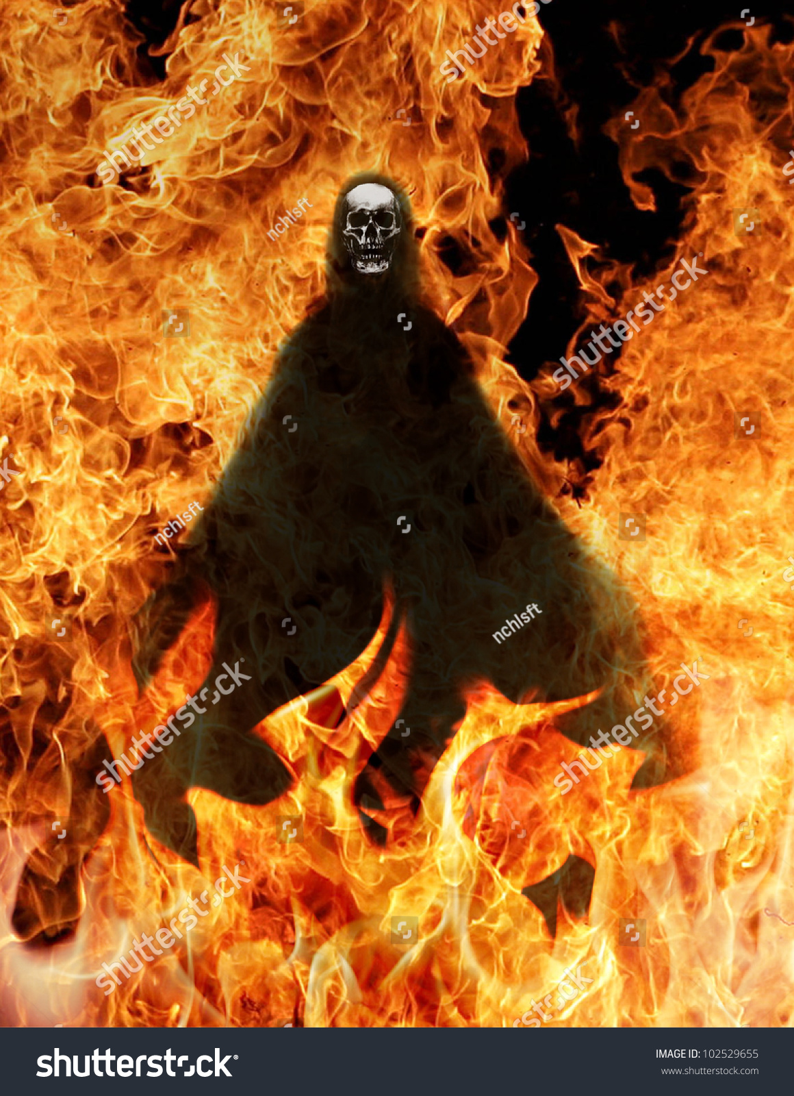 Grim Reaper In Fire Stock Photo 102529655 Shutterstock
