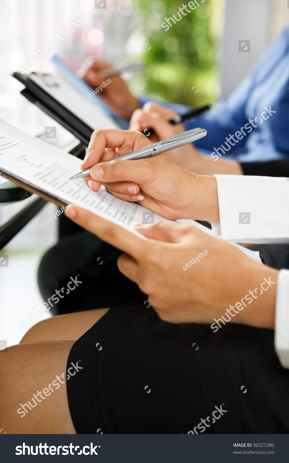 Group People Filling Questionnaire Form Seminar Stock Photo Edit Now