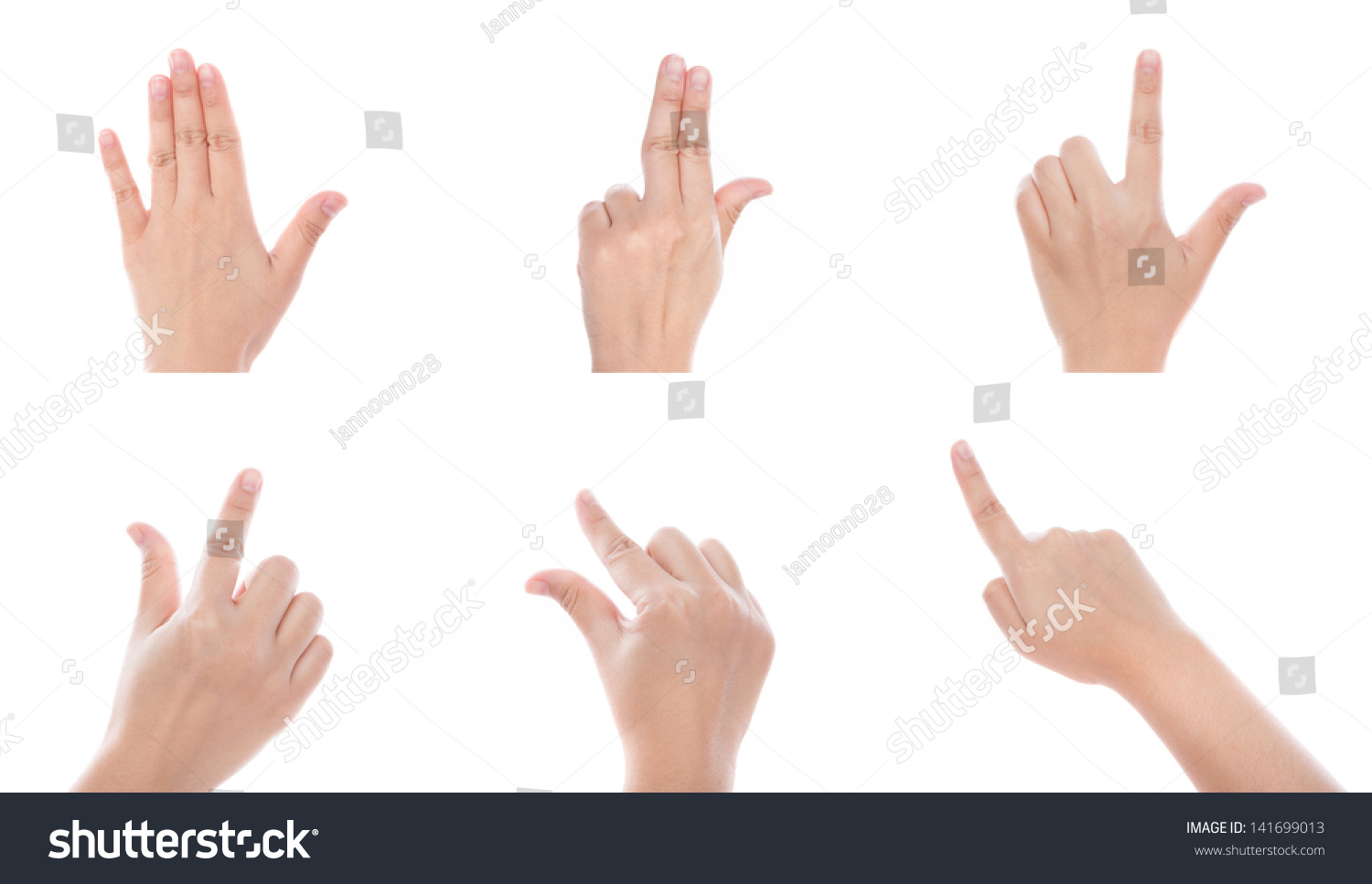 Group Of Women Hand Use MultiTouch Gestures For Tablets Or Touch