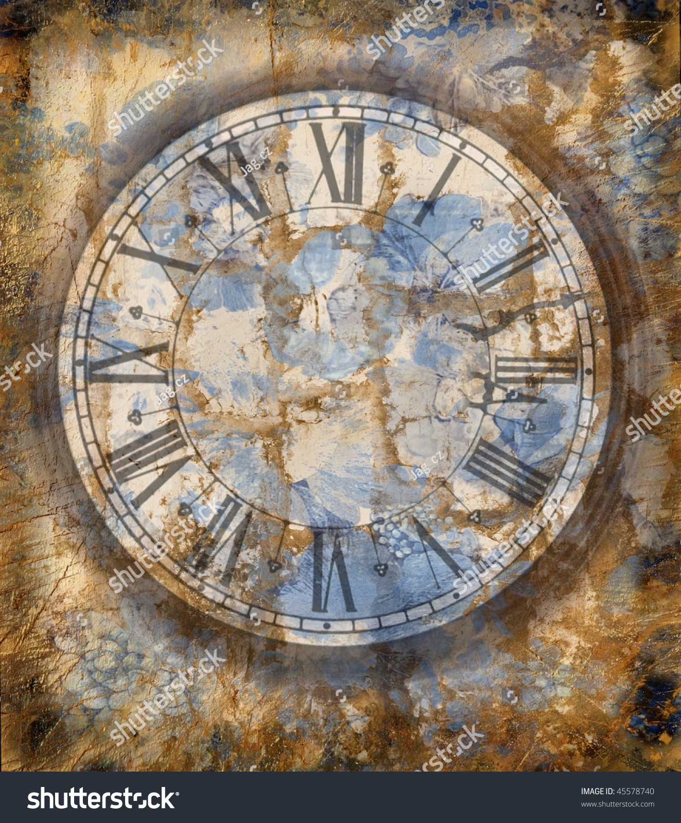 Grunge Background With Clock-Face Stock Photo 45578740 : Shutterstock