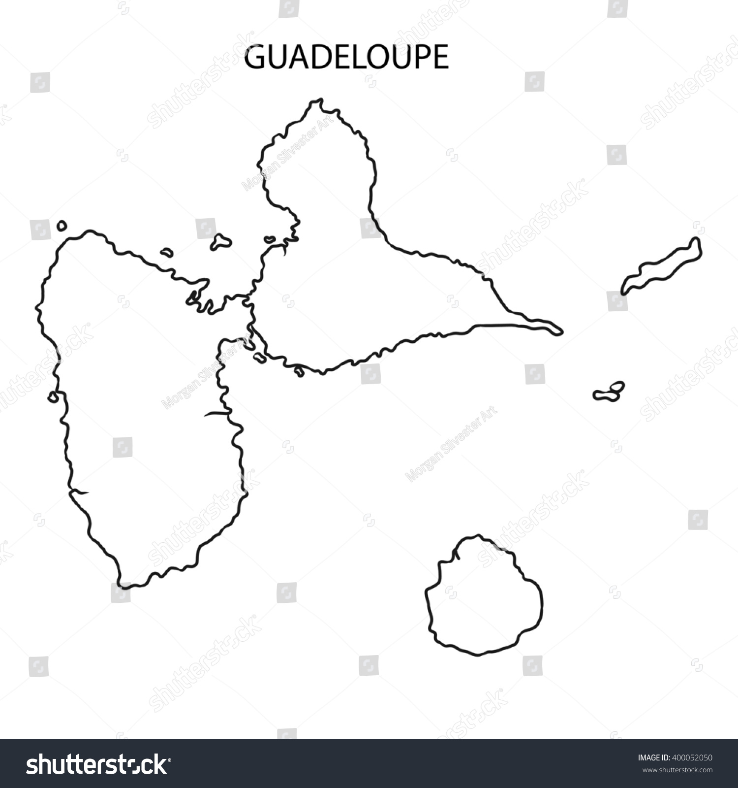 Guadeloupe Map Outline Stock Illustration 400052050 Shutterstock