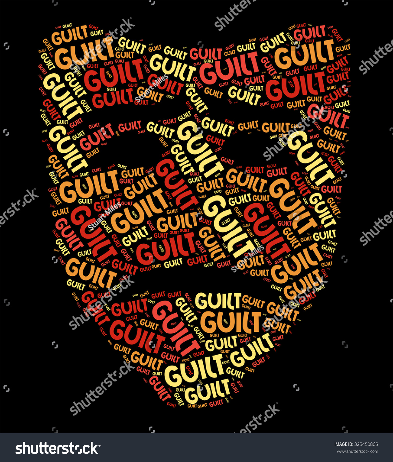 Guilt Word Representing Guilty Feeling Words Stock Illustration 