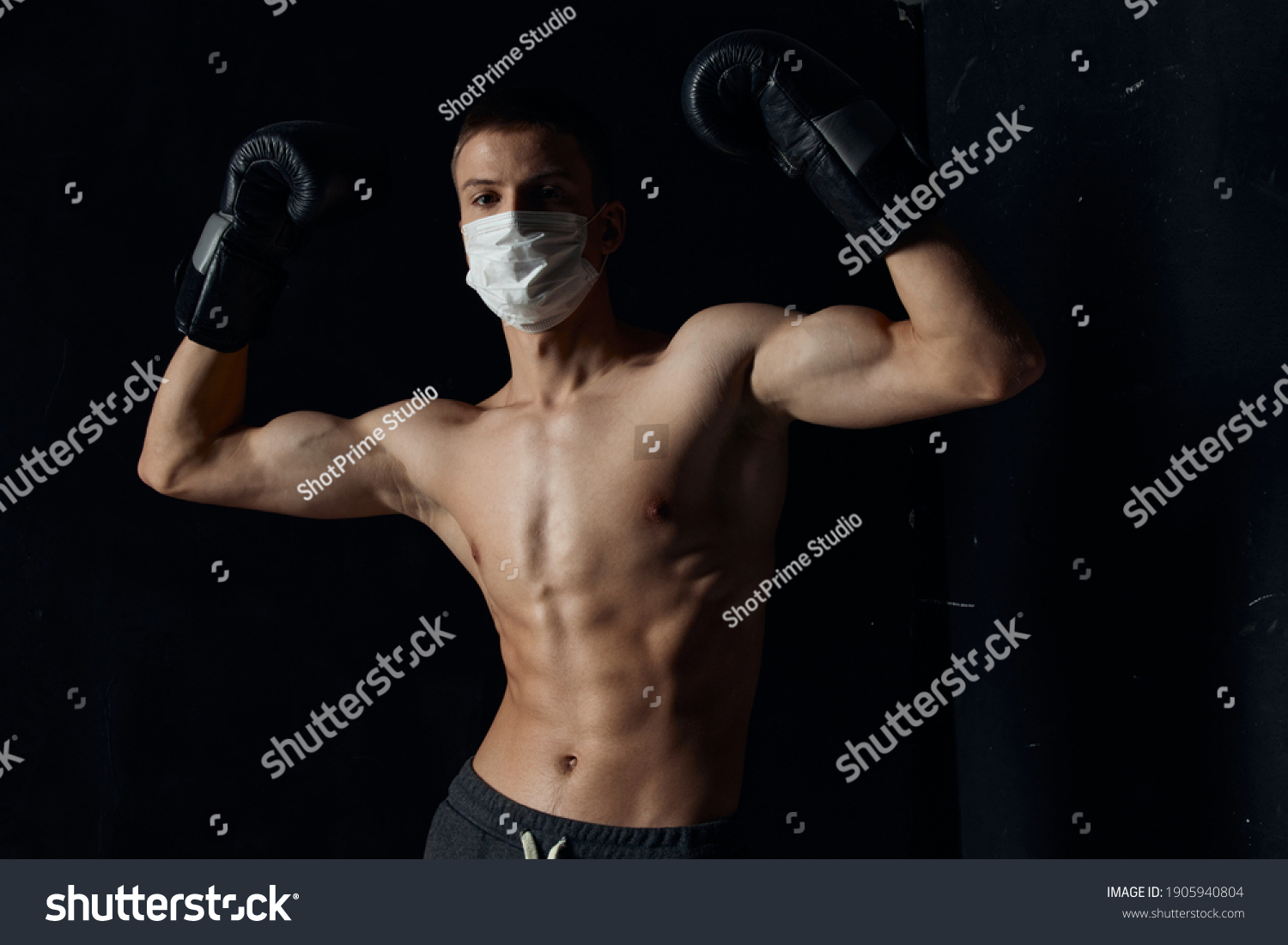 Guy Medical Mask Athlete Nude Torso Stock Photo Shutterstock