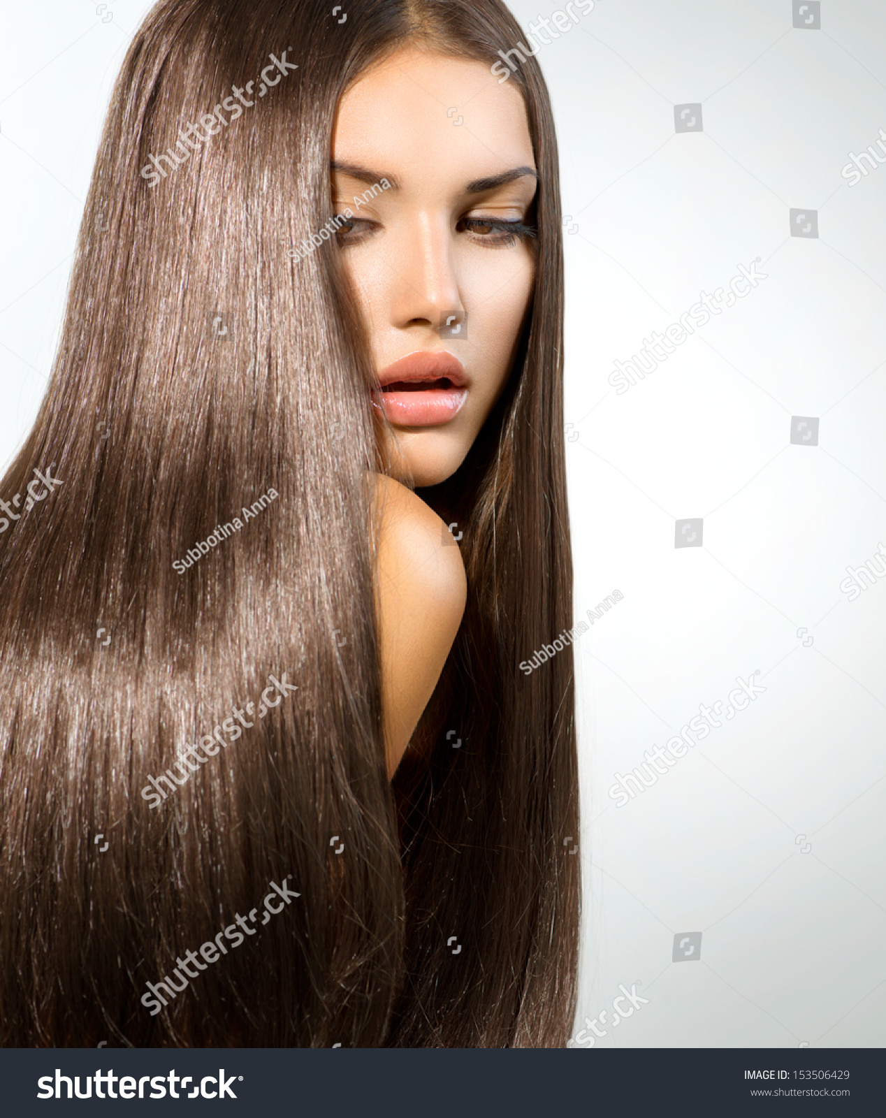 Hair Beauty Woman With Long Healthy And Shiny Smooth Brown Hair Model