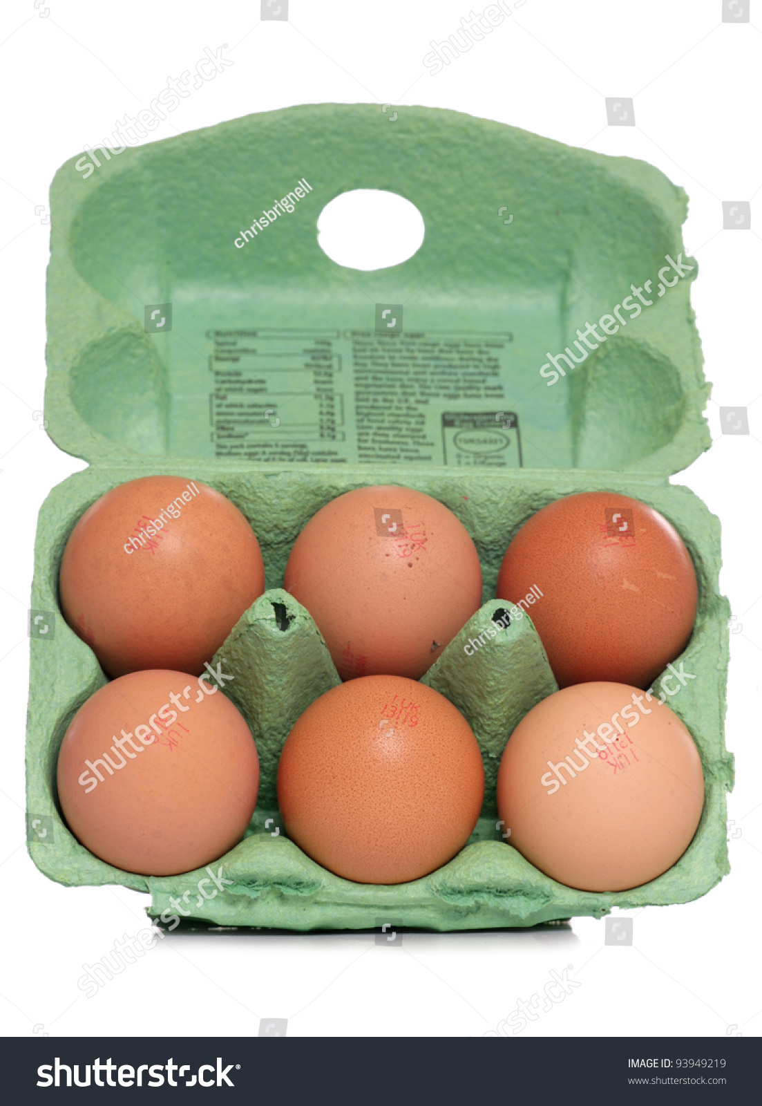 half dozen eggs on white background half dozen eggs on white background