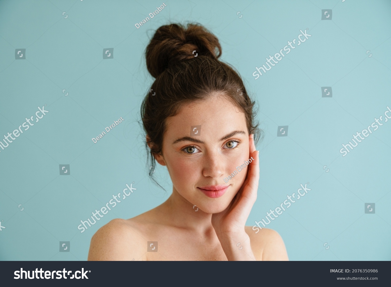 Halfnaked Brunette Woman Posing Looking Camera Stock Photo Edit Now