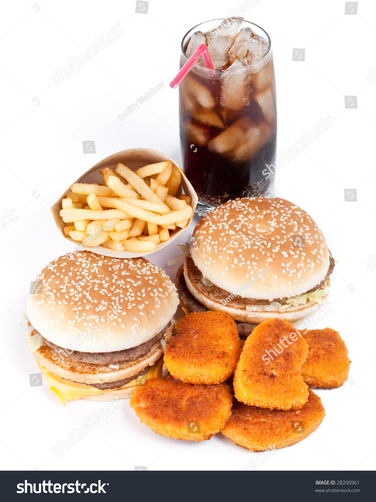 Hamburger French Fries Chicken Nuggets Cola Stock Photo 28200961 