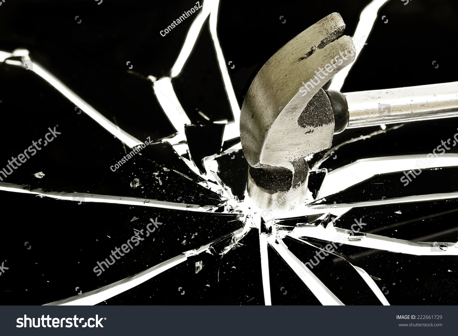 Hammer Smashing Black Glass Stock Photo 222661729 Shutterstock