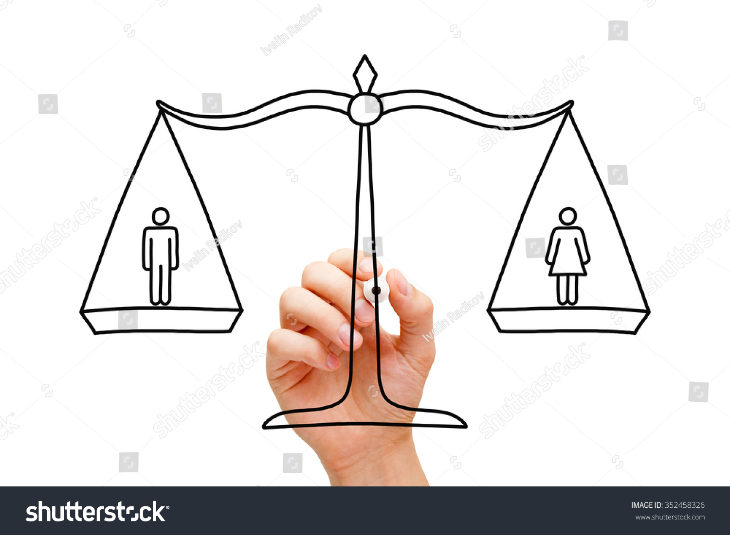 Hand Drawing Concept About Equality Between Stock Photo 352458326