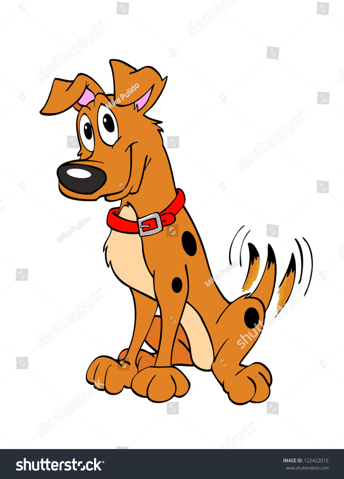 Hand Drawn Cartoon Dog/Happy Dog Tail Wagging Stock Photo 122422015