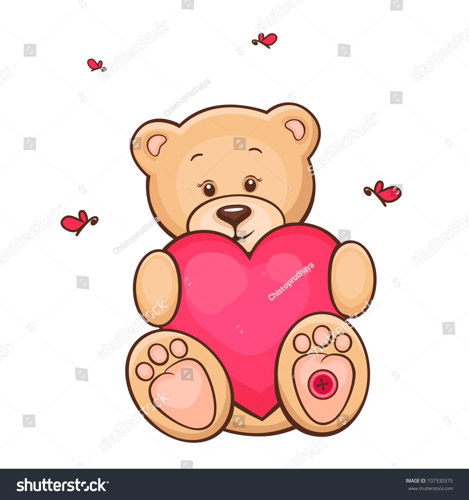 Hand Drawn Illustration Cute Teddy Bear Stock Illustration 107330375