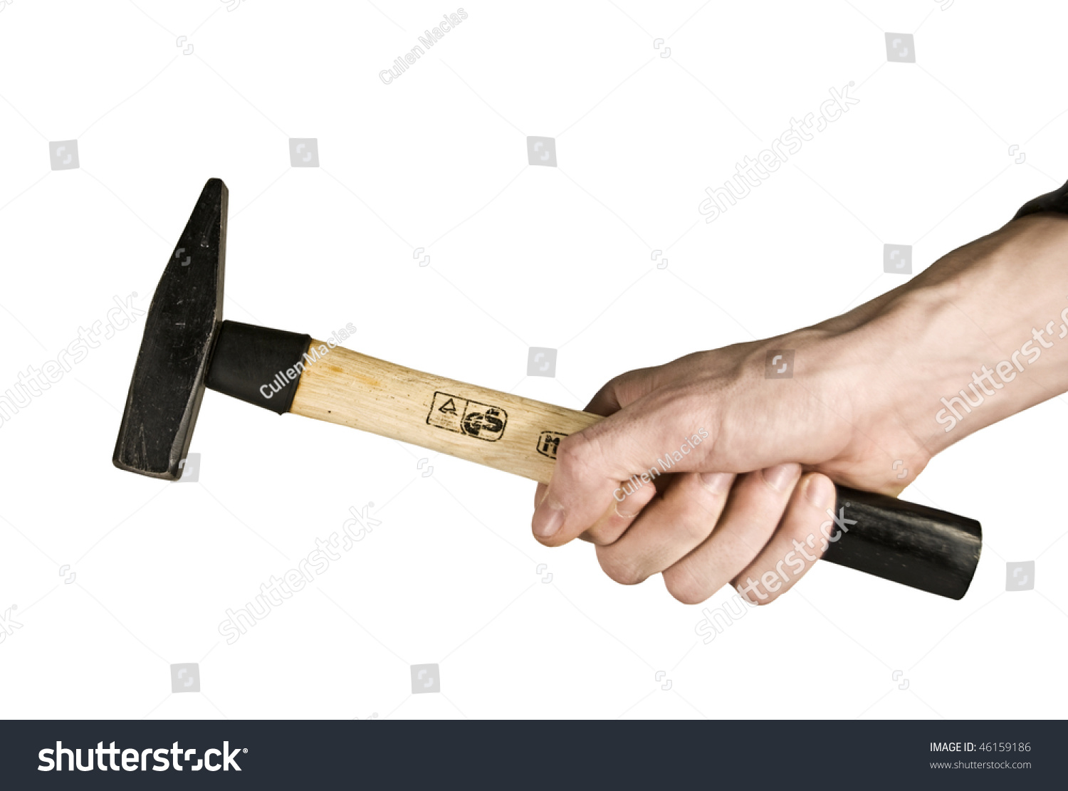 Hand Holding A Hammer And Hitting Something Stock Photo 46159186