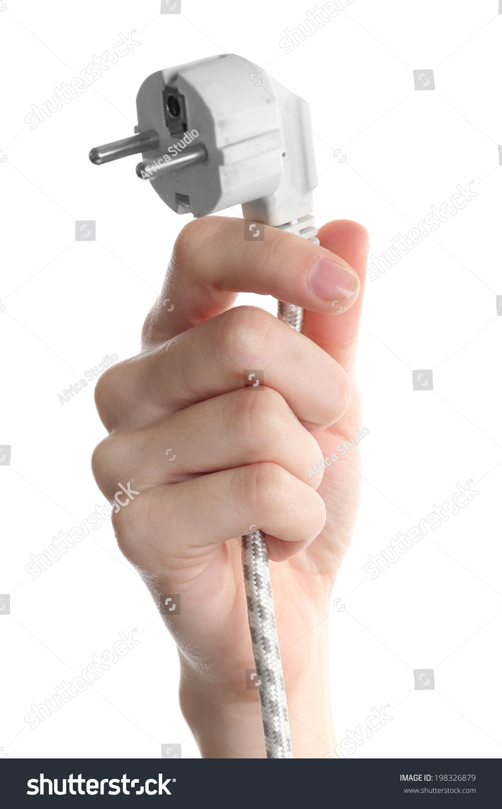 Hand Holding Electric Plug Isolated On Stock Photo 198326879 Shutterstock