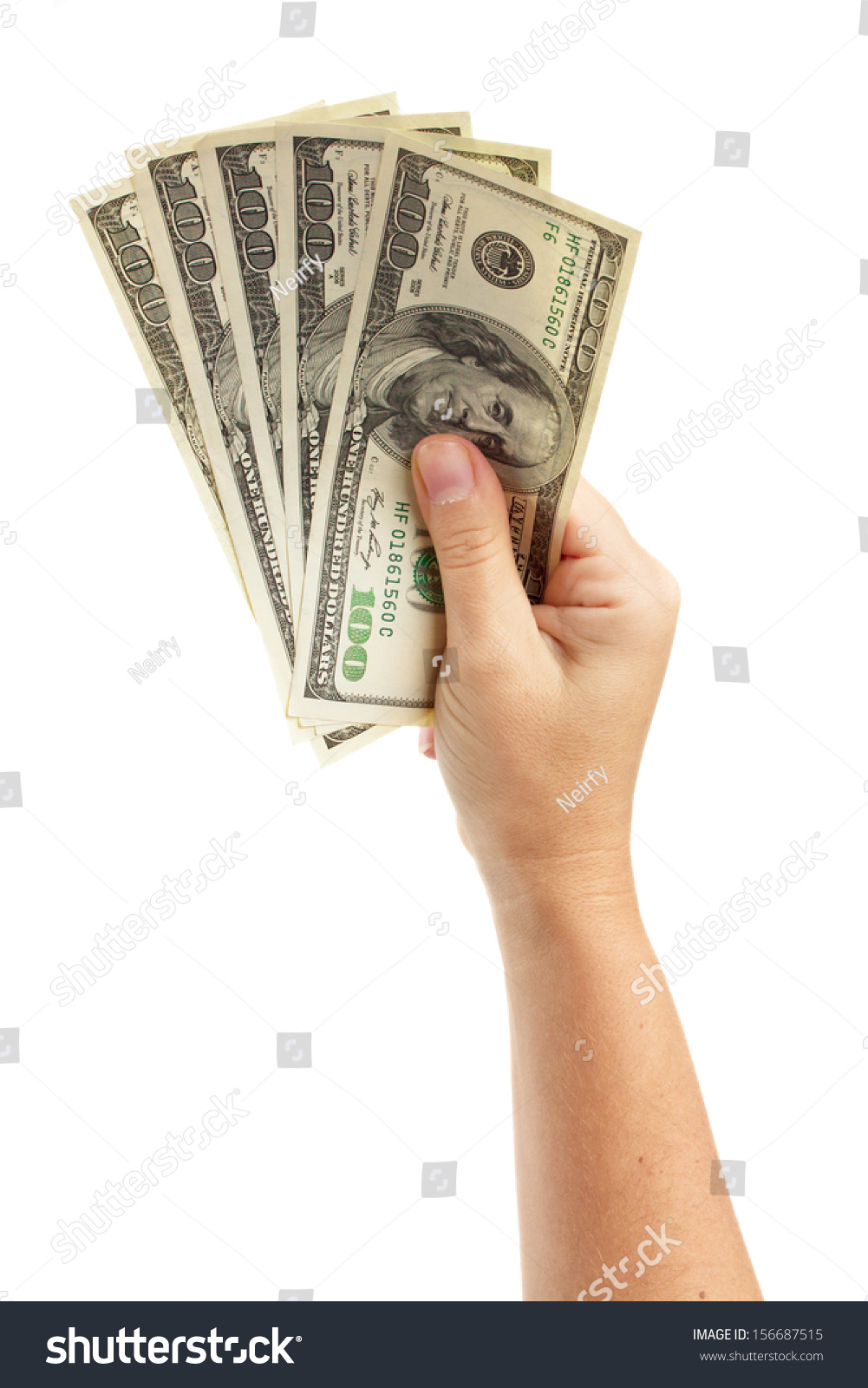 Hand Holding Money Dollars Isolated On Stock Photo 156687515 - Shutterstock