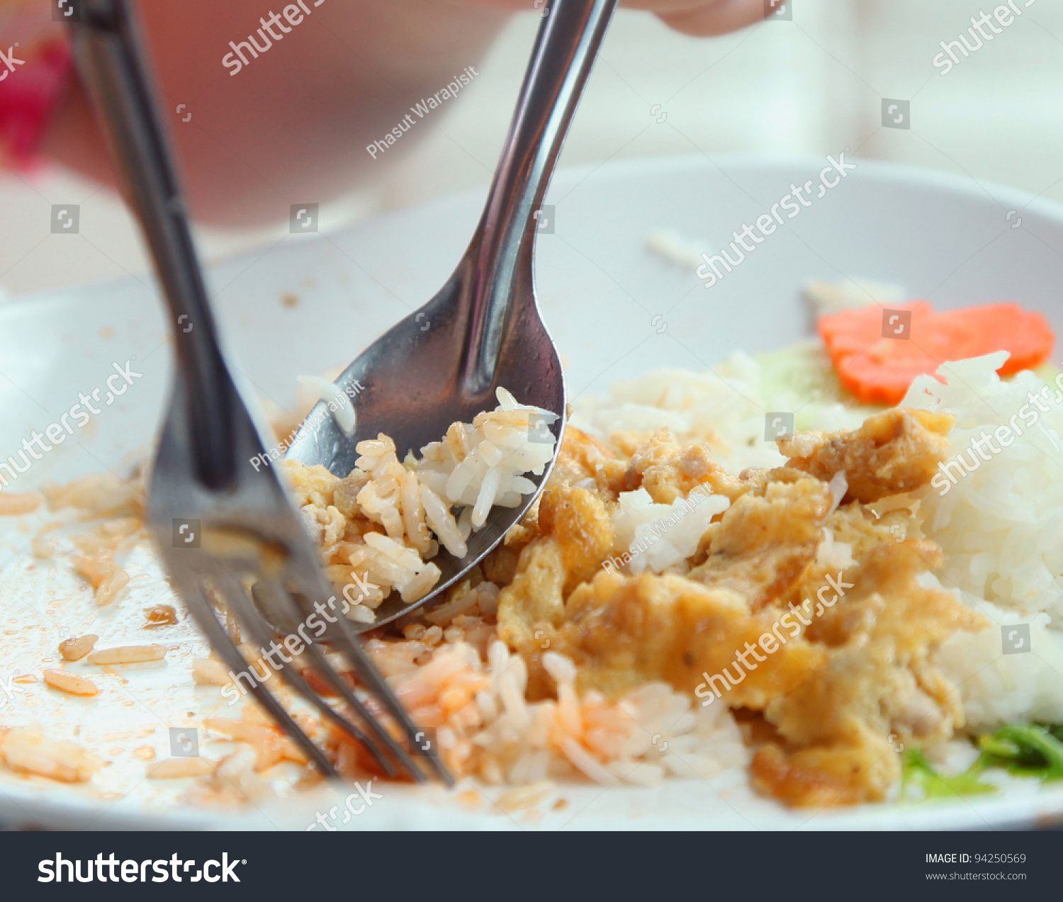 Hand Holding Spoon Fork On Eating Stock Photo 94250569 Shutterstock