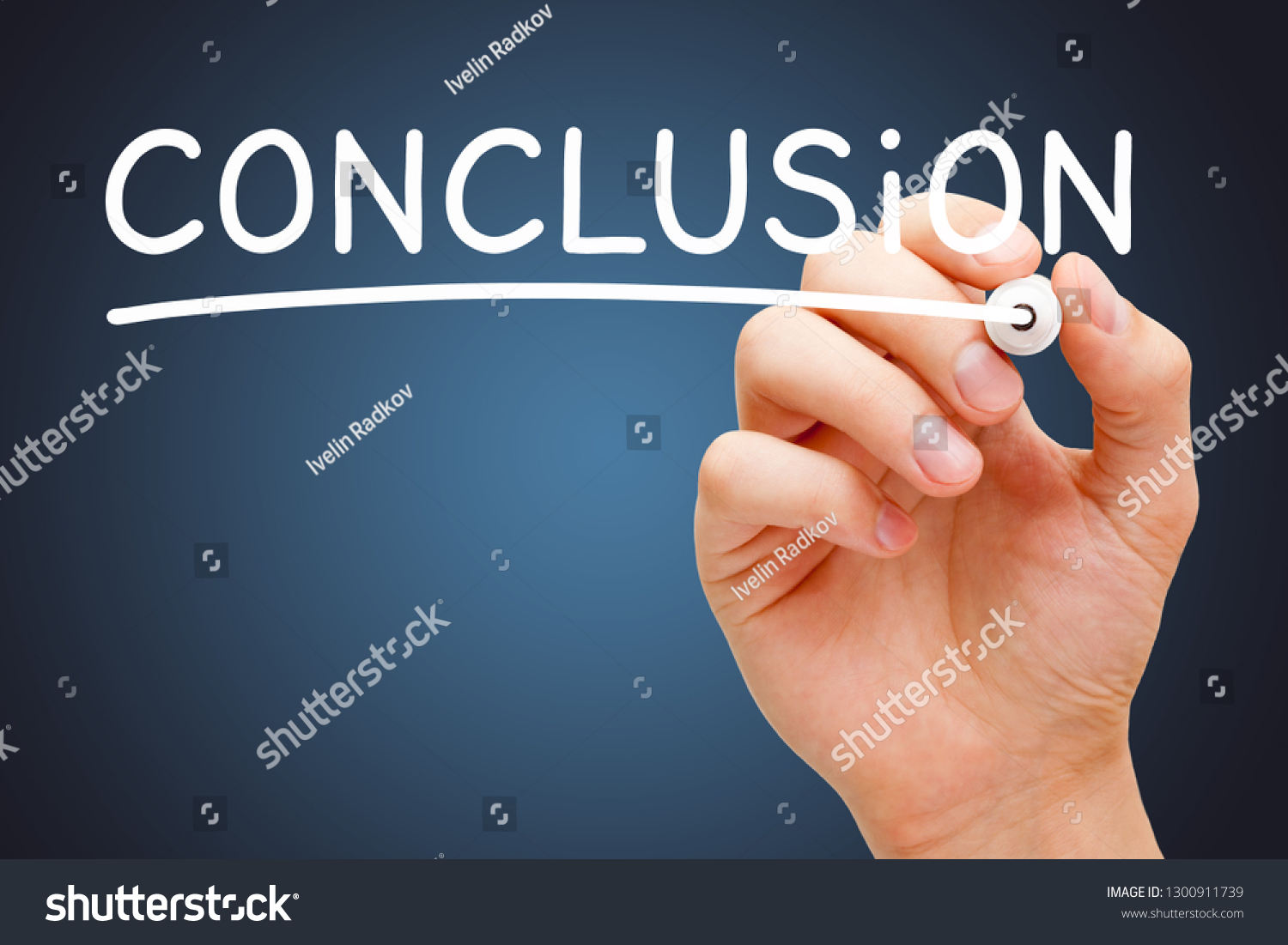 Hand Writing Word Conclusion White Marker Stock Photo 1300911739