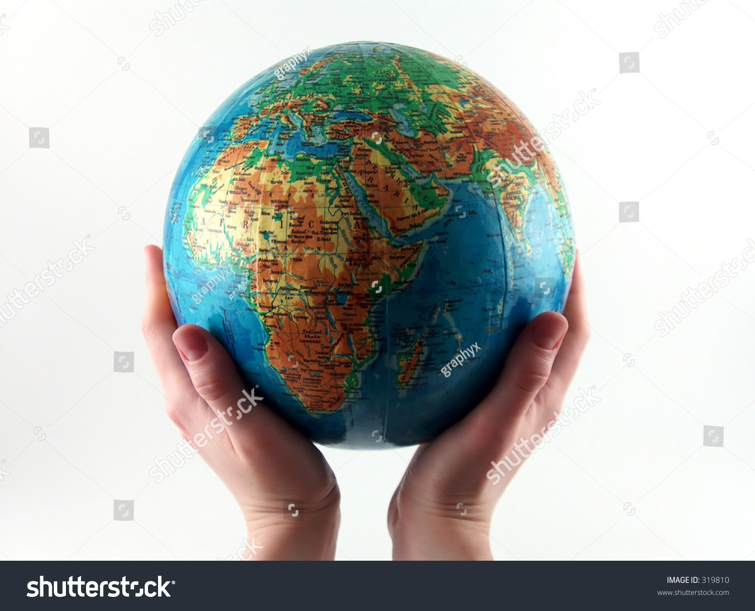 Hands Holding The Earth, Clear White Background Stock Photo 319810 ...