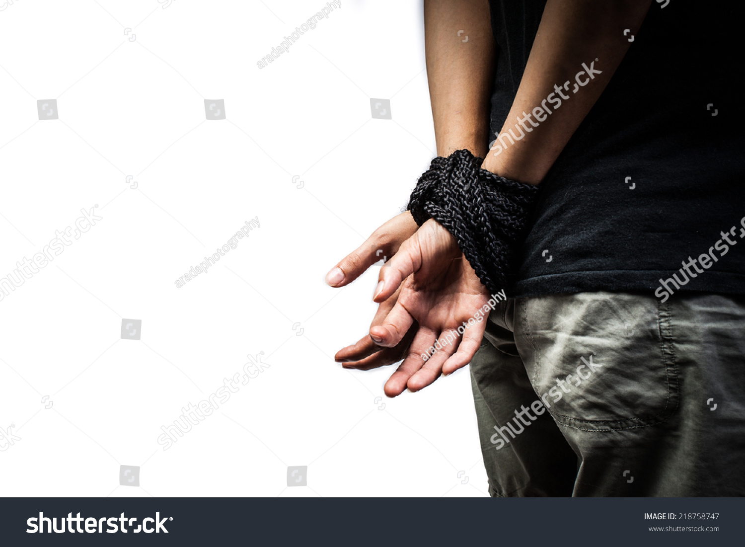 Hands Of A Missing Kidnapped Abused Hostage Victim Woman Tied Up