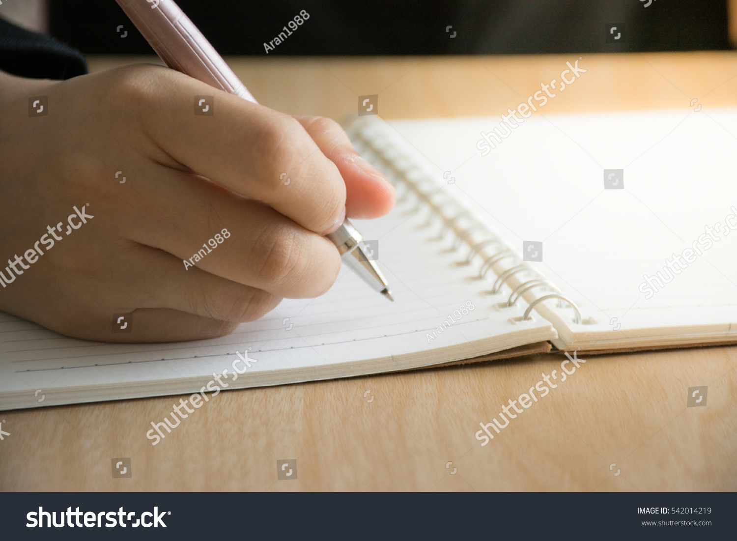 Hands With Pen Writing On Notebook Stock Photo Shutterstock