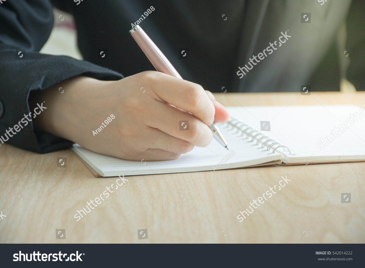 Hands With Pen Writing On Notebook Stock Photo Shutterstock